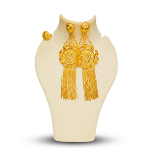 Gold Plated Tassel <b>Earrings</b> Bohemia Style Wedding Jewelry Set Alloy Fashion Statement <b>Earrings</b> for Bridal Premium Wedding Wear - Product Image 2