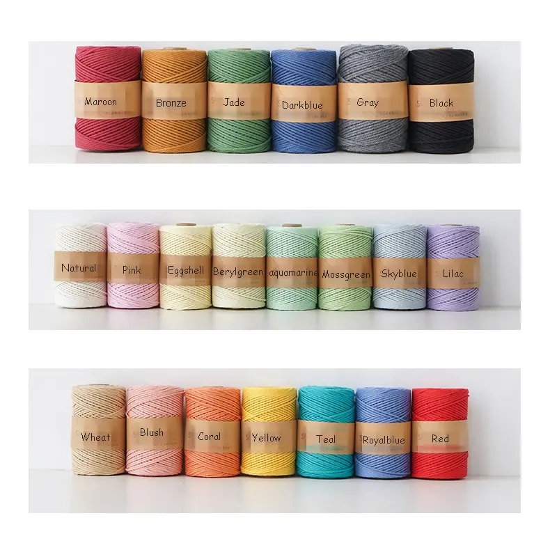 3 мм 100 м натуральный 3-слойный хлопковый шнур витая веревка макраме шнур для макраме Tarn декор ремесло DIY шнур