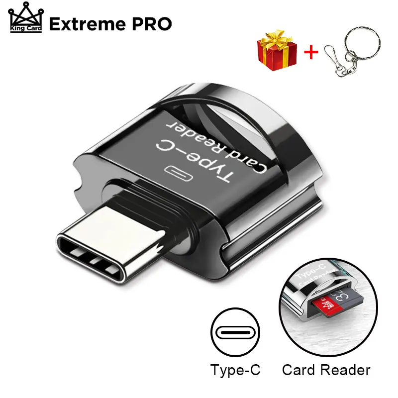 Mini Metal Type C card reader for mini sd card / TF / memory card to usb flash drive for Type C adapter / converter