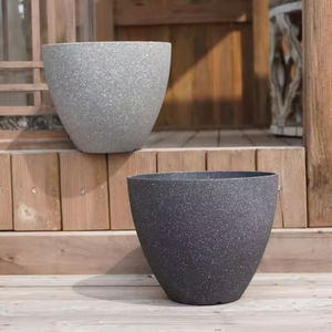 Pots de plantes en plastique imitation pierre écologiques avec revêtement en poudre résistant aux intempéries, jardinières et pots d'intérieur avec trous de drainage - Product Image 2