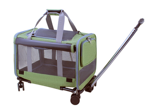 Sac de <span class=keywords><strong>transport</strong></span> <span class=keywords><strong>pour</strong></span> animaux de compagnie à double compartiment Oxford solide avec fermeture éclair écologique avec roues amovibles, valise à roulettes <span class=keywords><strong>pour</strong></span> <span class=keywords><strong>2</strong></span> petits <span class=keywords><strong>chats</strong></span> - Product Image 5