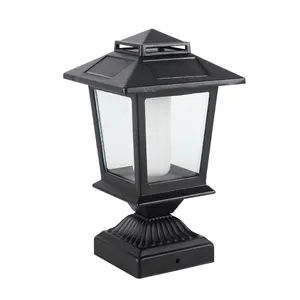 Solar Lamp Post Light Dusk to Dawn for Outdoor with Pier Mount Base Waterproof Exterior Pole Light with Switch