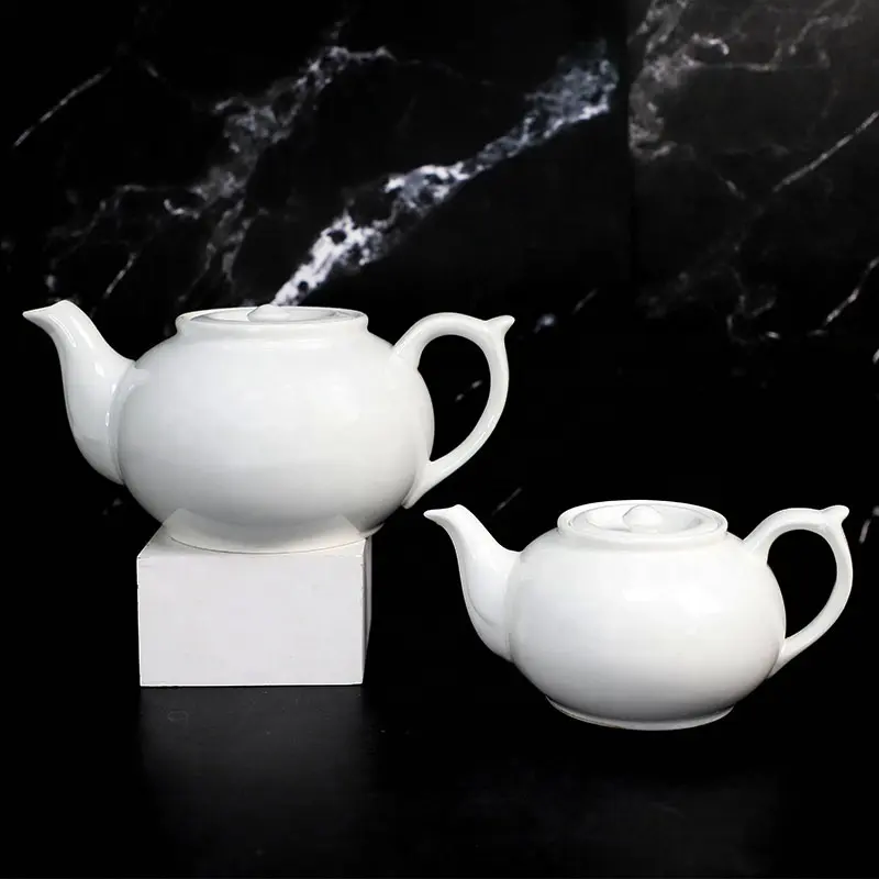 Tetera de porcelana blanca, tetera de estilo chino con filtro de pico estilo abeja para preparar té de hojas sueltas, tetera de cerámica de 700ml y 1100ml