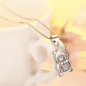 Niedliche Teddy Pooh Bär hängen Tropfen Zubehör Kette Halskette & Anhänger Charms XZC Geschenk 925 Sterling Silber PES Modeschmuck