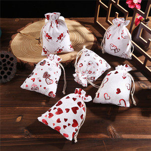 Sacs cadeaux de mariage en coton avec cordon de serrage, pochettes cadeaux 10x14cm 13x18cm pour décorations de mariage - Product Image 1