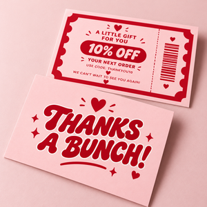 Biglietto Coupon Personalizzato per Piccole Imprese, Design con Lettere Grasse Rosa e Rosse, Voucher Sconto Bifacciale, Biglietto da Inserire nel Pacchetto - Product Image 3