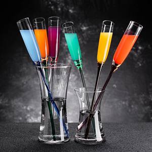 Vente en gros de gobelets de jus de champagne de plage en cristal faits à la main avec tige et vase colorés ensemble de flûtes à champagne - Product Image 5