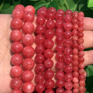 Moda 6/8/10/12MM perline di pietra allentata di giada rossa rodocrosite tinta rotonda per braccialetto collana fai da te - Product Image 2