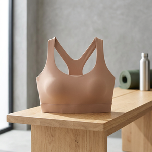 Sujetador deportivo de yoga para mujer, talla grande, soporte medio, sin costuras, ligero, transpirable, con cierre frontal, tejido acanalado, servicio OEM, venta al por mayor de fábrica - Product Image 3
