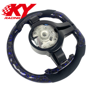 พวงมาลัยคาร์บอนไฟเบอร์ฟอร์จสีน้ำเงินแบบกำหนดเอง พร้อมไฟ LED สำหรับ BMW 320 F10 F20 F30 F34 F15 F25 F07 F82 M3 M4 M5 G12 G13 G14 G15 G16 G30 - Product Image 3