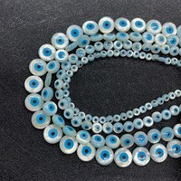 Perles d'œil porte-bonheur en coquillage naturel YWJC Crystal 4-10mm pour la fabrication de bijoux, perles d'œil porte-bonheur rondes
