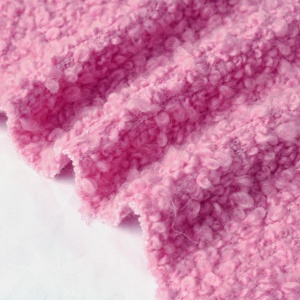 Tissu en laine bouclée rose doux et de haute qualité, mélange polyester, pour manteau, pull, veste - Échantillon gratuit d'usine en gros (26/27) - Product Image 1