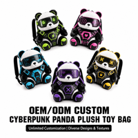 Sac à dos en peluche personnalisé Cyberpunk Neon Panda, sac à dos en peluche, sac à jouets en peluche, sac à dos doux personnalisé, cadeau tendance pour enfant et adulte, ODM
