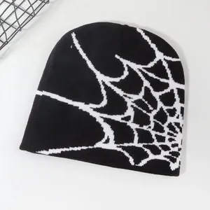 1pc Spider <span class=keywords><strong>Web</strong></span> Men's Y2k Beanie Hat, Fashion Cool Windproof Knit Beanie para Street Party, Warm Ski Cold Hat para homens e mulheres - Product Image 3