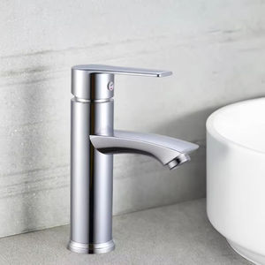 Robinet de bassin d'eau chaude et froide chromé monotrou moderne et bon marché Mélangeur de lavabo monté sur pont en acier en plastique Vanne en céramique pour hôtels - Product Image 3