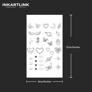 Autocollant de tatouage temporaire personnalisé en forme de cœur, papillon, aile d'ange, scorpion, à base de plantes, semi-permanent 15 jours, art corporel, cadeau pour couple, vente en gros - Product Image 4