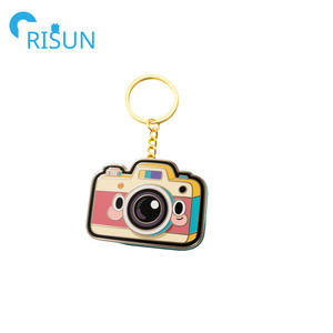 Hiçbir Minimum toptan karikatür kamera yumuşak Ename anahtarlık Llavero özel Logo Vintage çocuklar renkli kamera anahtarlıklar ses anahtarlık - Product Image 5