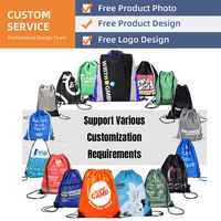 Vente en gros sac à dos de sport en nylon 210D avec logo personnalisé sac de voyage à cordon sac à cordon en polyester personnalisable