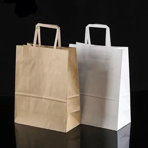 Bolsa de papel artesanal impresa personalizada, suministro de varios colores, barato, en stock