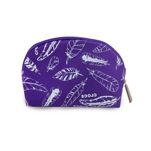 Crocs Cosmetic Bag Violet Feather Print Portable <b>Makeup</b> Storage <b>Case</b> Small Size - Product Image 1