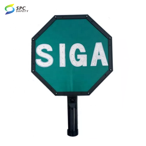 لافتة مرور يدوية قابلة لإعادة الشحن للتحكم في حركة المرور عند عبور الطريق، مع إضاءة وامضة من الجانبين للسلامة المرورية - Product Image 3