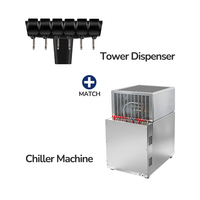 Distributeur de boissons gazeuses pour fast-food, 6 robinets, pour sirops et eau, type tour, avec machine de refroidissement premium