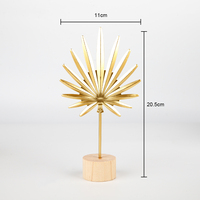 Offres Flash Statuettes Feuille Sculptures de Bureau Ornements Dorés Décoration d'Intérieur pour Salon Chambre Bureau avec Socle en Bois
