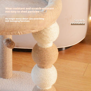 Tempat Tidur dan Tiang Garukan Kucing Kayu Mewah Modern Terpadu, Ramah Lingkungan, Anti Rontok, dengan Rangka Panjat - Product Image 3