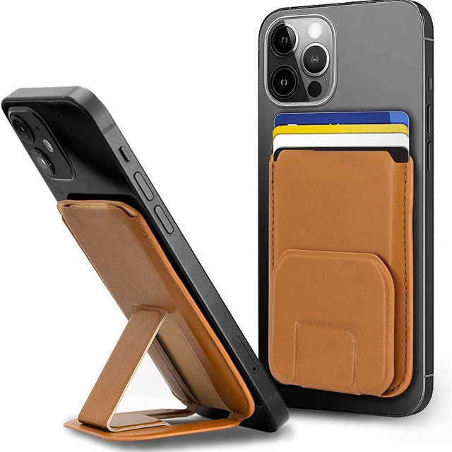 Hot Sales 2025 Stand Type Magnet Wallet Protective Phone Case Strong Magnetic Handmade Premium Leather Card Holder for Phone