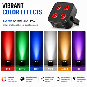 ไฟพาร์ LED พกพา 8 ชิ้น พร้อมกล่องเก็บ ใช้พลังงานจากแบตเตอรี่ 4x12W RGBAW+UV ไร้สาย สำหรับงานแต่งงาน - Product Image 3