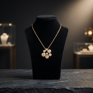 Collar de Lujo con Colgante de Diamantes de Corte Redondo en Forma de Flor, Roseta Floral Abierta, Collar para Mujer, Venta al Por Mayor - Product Image 5