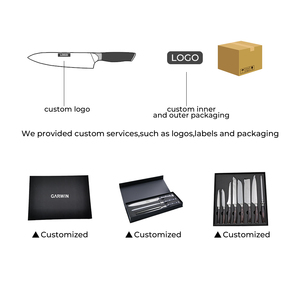 Ensemble de couteaux de cuisine élégants en acier inoxydable japonais Gyuto PRO avec manche en bois d'ébène Padauk pour trancher - Product Image 5
