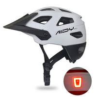 Casques de vélo de montagne pour adultes avec lumière LED rechargeable par USB et visière solaire pour le cyclisme en plein air, VTT, vélo de route