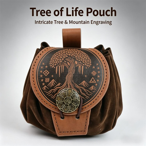 Pochette de ceinture médiévale Yggdrasil Arbre de Vie - Sac à dés Viking <span class=keywords><strong>Nordique</strong></span> pour LARP, Cosplay et DND - Product Image 2