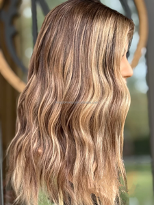 Perruque en dentelle de diamant, cheveux vierges européens, brun <span class=keywords><strong>cendré</strong></span> avec reflets <span class=keywords><strong>blond</strong></span> <span class=keywords><strong>miel</strong></span>, dentelle HD invisible, perruque juive pour femmes - Product Image 3