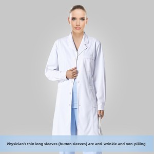 Blouse médicale d'été anti-plis 100 % coton blanche pour étudiants en médecine et médecins, tissée unisexe pour usage hospitalier - Product Image 6