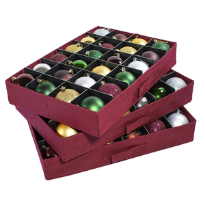 Holds 72-3 Inch Ornaments Christmas Ornament <b>Storage</b> <b>Box</b> with 3 Slide Out Trays Adjustable Acid-Free Dividers - Product Image 3