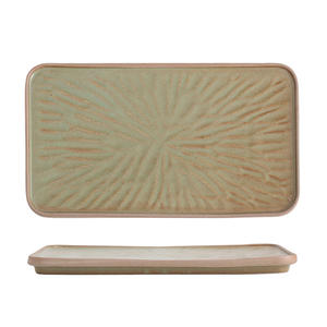 Restaurante Banquete Platos para servir Arcilla Vajilla cuadrada Vajilla Pasta Entrantes Carne Comida Vajilla Plato de cerámica de terracota - Product Image 5