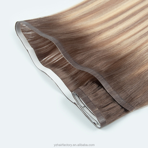 Extensions de cheveux naturels en gros d'usine, tissage invisible en PU, longues mèches adhésives, cheveux russes bruts Remy naturels - Product Image 6