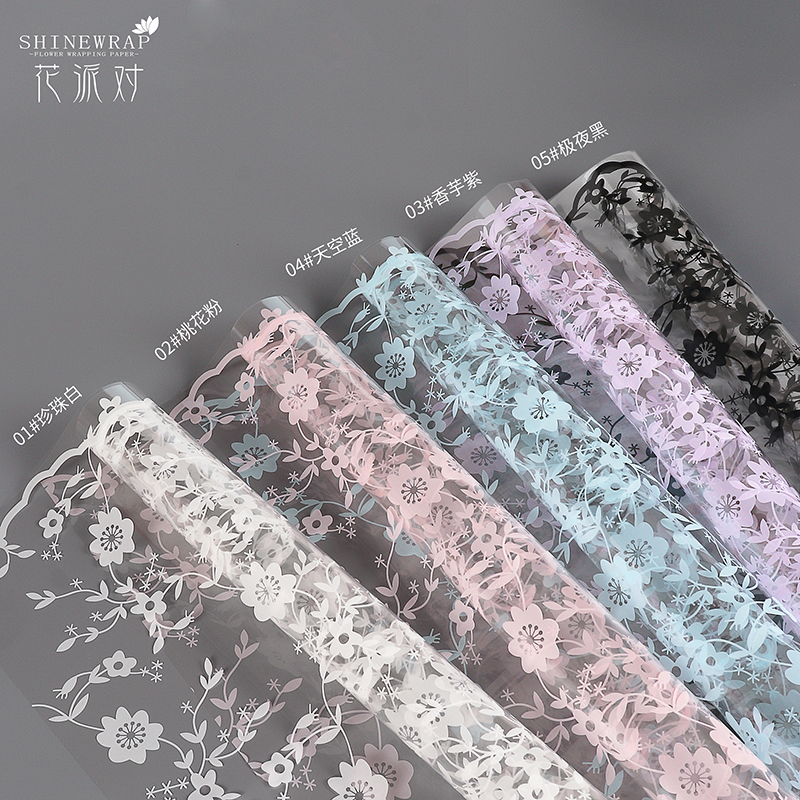Shinewrap Factory New Design 55*50CM Transparent Flower Wrapping Paper Flower Printing Gift Package Paper Glassine Paper