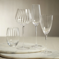 Collection de verrerie optique : Verres à vin, coupes à champagne et coupes à martini en cristal rose, gris, bleu et transparent, à long pied, en promotion