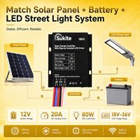 Contrôleur solaire Sukite PWM 1880 12V 20A 80W de fabrication exquise pour l'éclairage routier rural et les projets d'éclairage public