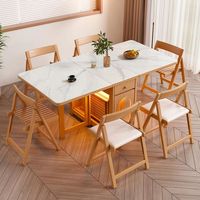Autres tables pliantes mobiles en bois massif de style médiéval pour petites maisons, design rectangulaire, taille compacte, table extensible