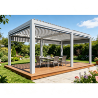 Pergola Bioclimatique Motorisée en Aluminium à Lames Orientables 6063-T5 Résistante à la Neige avec Écran Zip Extérieur et Éclairage LED Latéral pour Jardin et Piscine