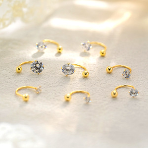 Pendientes de plata de ley S925 con circonita, diseño de ojo dormido, sin perforación, para mujer, nuevos, sencillos, exquisitos, con tapa de rosca. - Product Image 1
