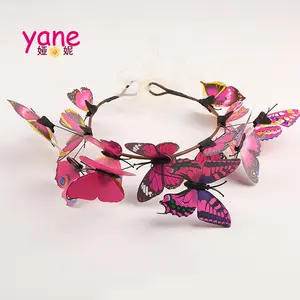 Corona de flores de mariposa 3D, diadema con forma de vuelo, corona de estilo de fiesta para niña