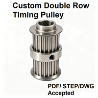 Poulie de distribution double rangée personnalisée OEM AT5 AT10 T10 HTD14M S8M synchrone pour transmission à couple élevé et usage intensif, usinée CNC
