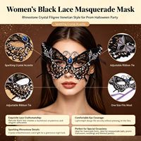 Masque de mascarade demi-visage en résine noire avec voile plumes et papillons, masque mystère pour les yeux, pour fêtes et événements annuels, tendance nationale quatre saisons