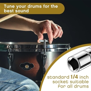 Porte-clés mini-mallettes de batterie en bois, baguettes doubles avec clés de réglage universelles pour instruments de percussion - Product Image 3