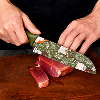 Ensemble de couteaux de cuisine au design nouveau, revêtement antiadhésif, acier 3Cr13, couteau de chef, couteau Santoku, manche en PP avec étui